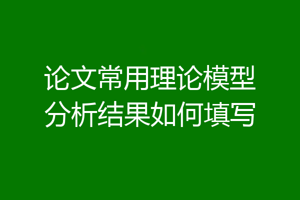 论文常用理论模型分析结果如何填写