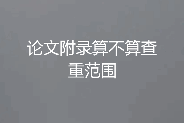 论文附录算不算查重范围
