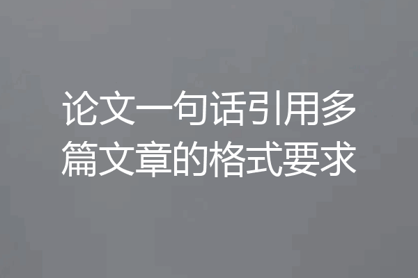 论文一句话引用多篇文章的格式要求