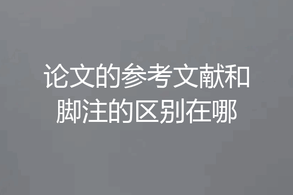 论文的参考文献和脚注的区别在哪