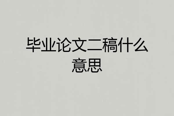 毕业论文二稿什么意思