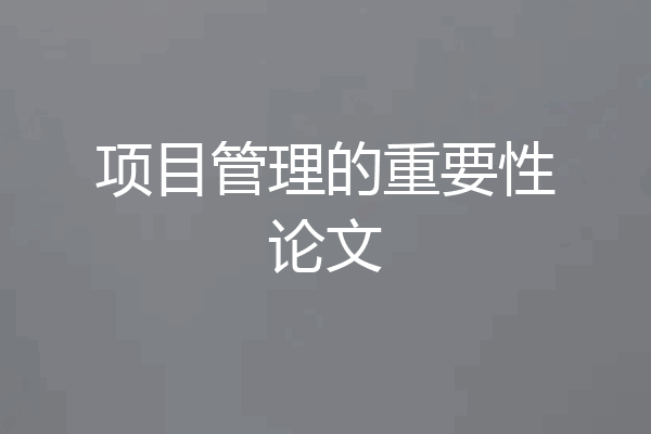 项目管理的重要性论文