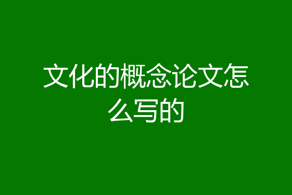 文化的概念论文怎么写的