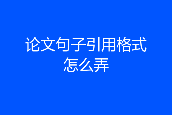 论文句子引用格式怎么弄