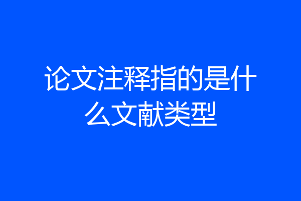 论文注释指的是什么文献类型