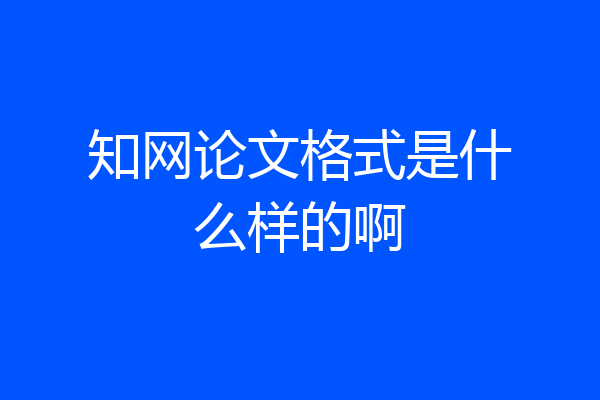 知网论文格式是什么样的啊