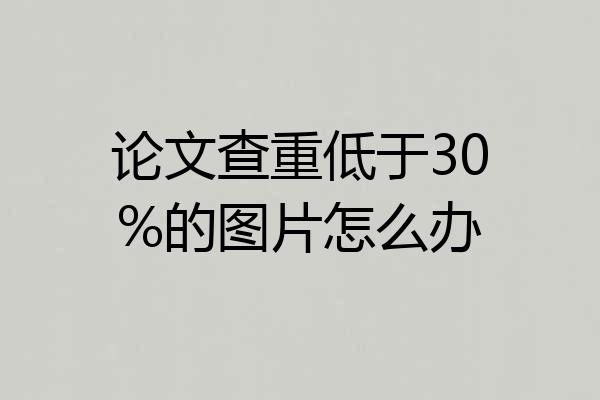 论文查重低于30%的图片怎么办