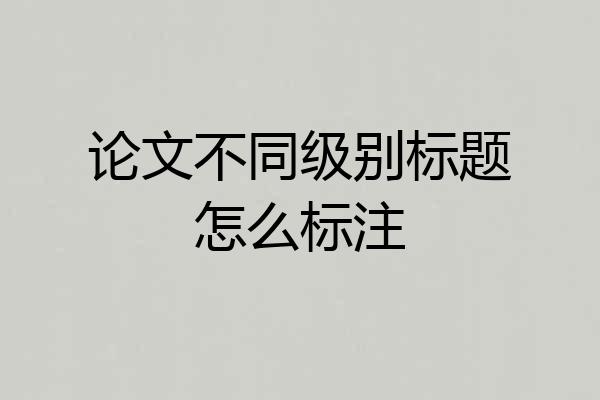 论文不同级别标题怎么标注