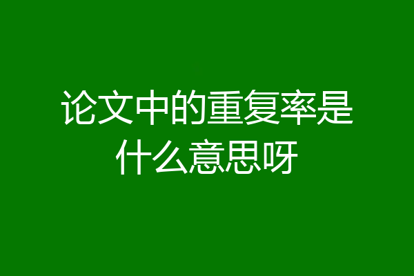 论文中的重复率是什么意思呀