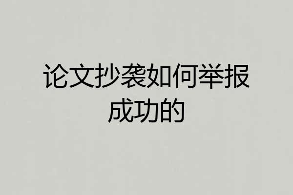论文抄袭如何举报成功的