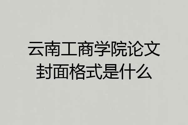 云南工商学院论文封面格式是什么