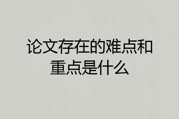 论文存在的难点和重点是什么
