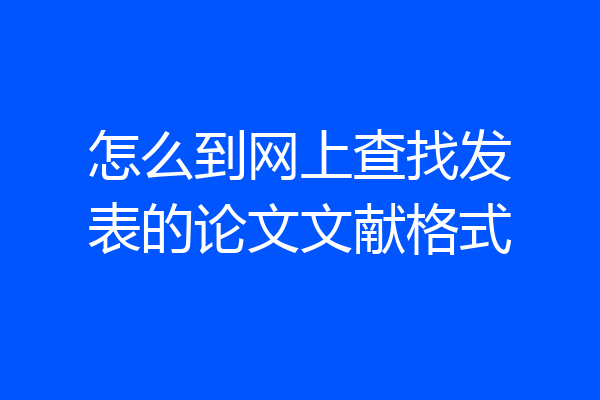 怎么到网上查找发表的论文文献格式
