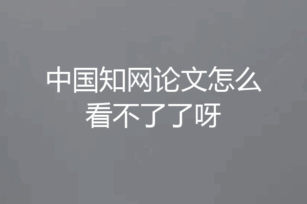 中国知网论文怎么看不了了呀
