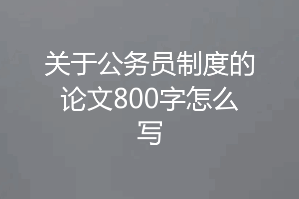 关于公务员制度的论文800字怎么写