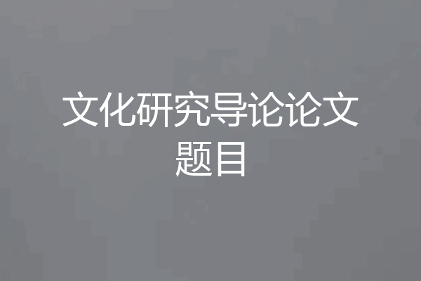 文化研究导论论文题目