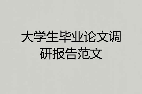 大学生毕业论文调研报告范文