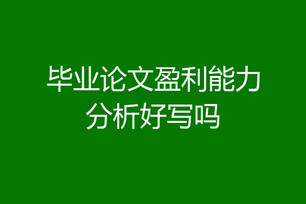 毕业论文盈利能力分析好写吗