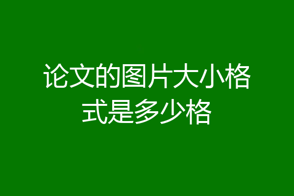 论文的图片大小格式是多少格