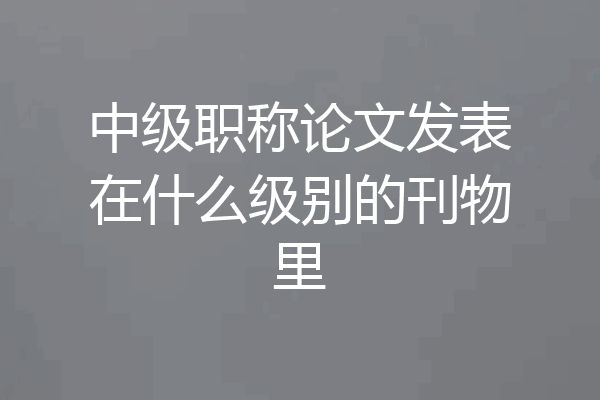 中级职称论文发表在什么级别的刊物里