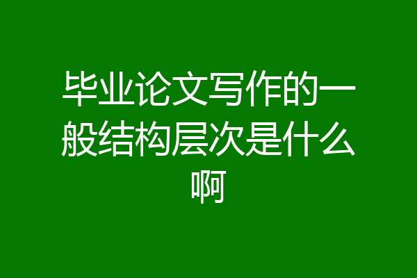 毕业论文写作的一般结构层次是什么啊