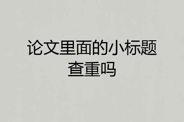 论文里面的小标题查重吗