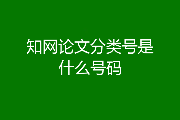 知网论文分类号是什么号码