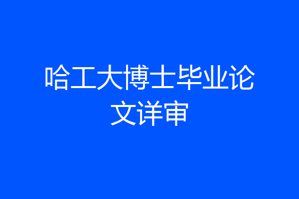 哈工大博士毕业论文详审