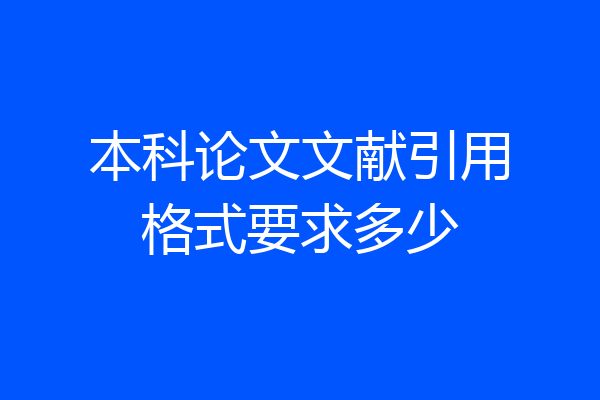 本科论文文献引用格式要求多少