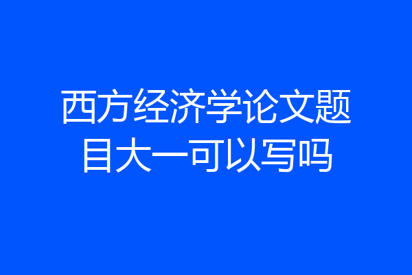 西方经济学论文题目大一可以写吗