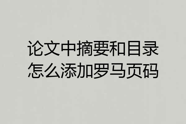 论文中摘要和目录怎么添加罗马页码