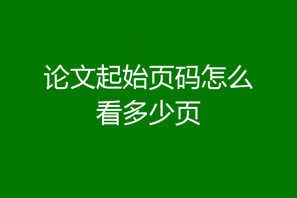 论文起始页码怎么看多少页