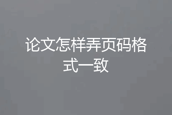 论文怎样弄页码格式一致