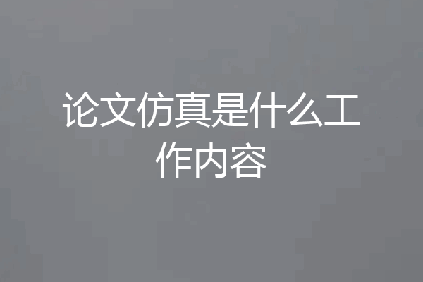 论文仿真是什么工作内容