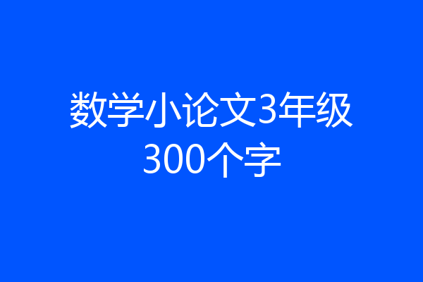 数学小论文3年级300个字