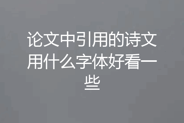 论文中引用的诗文用什么字体好看一些