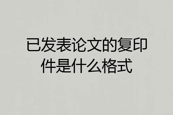 已发表论文的复印件是什么格式