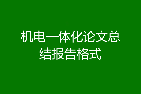机电一体化论文总结报告格式