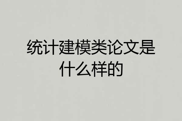 统计建模类论文是什么样的