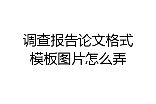 调查报告论文格式模板图片怎么弄