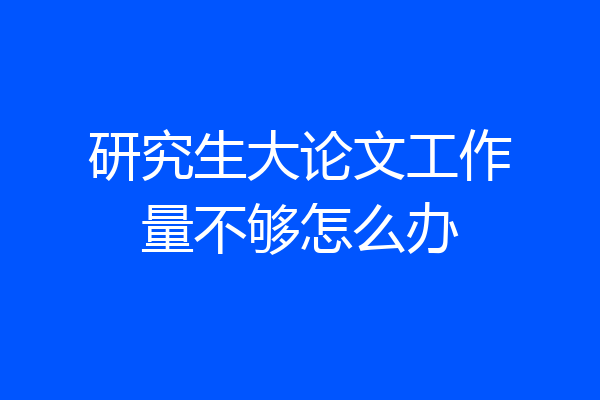 研究生大论文工作量不够怎么办