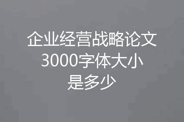 企业经营战略论文3000字体大小是多少