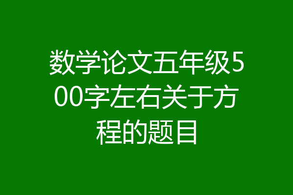 数学论文五年级500字左右关于方程的题目