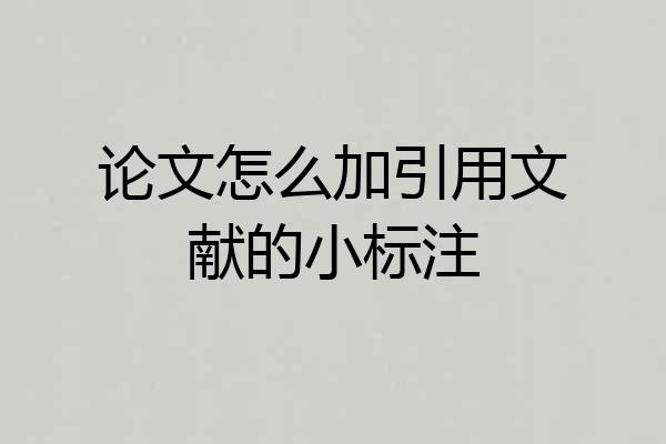 论文怎么加引用文献的小标注