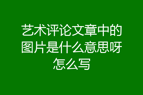 艺术评论文章中的图片是什么意思呀怎么写