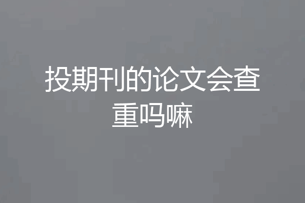 投期刊的论文会查重吗嘛