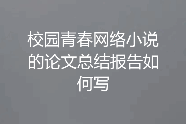 校园青春网络小说的论文总结报告如何写
