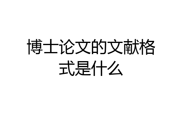 博士论文的文献格式是什么