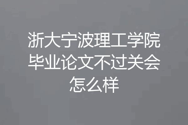 浙大宁波理工学院毕业论文不过关会怎么样