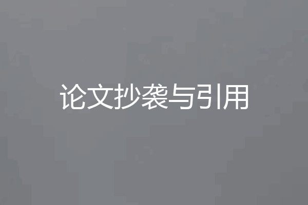 论文抄袭与引用